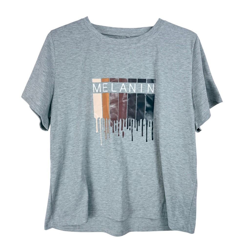 Unbranded Melanin Graphic Tee Women XXL Gray Excellent Drip Skin Tone Shirt